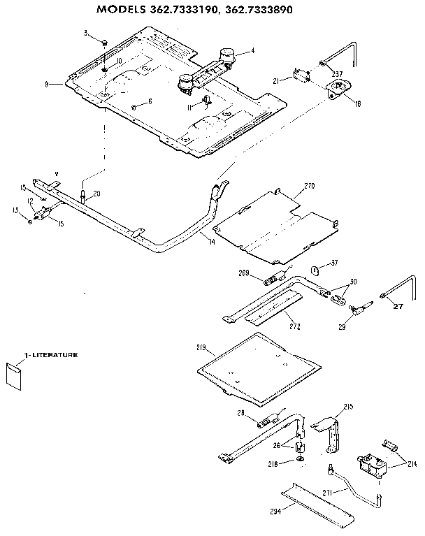 Kenmore 3627333190 burner section diagram