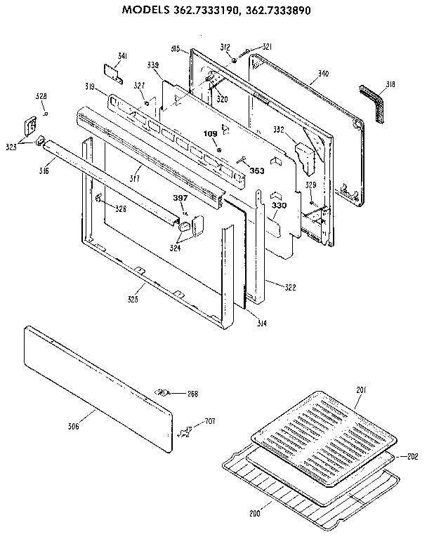 Kenmore 3627333190 door diagram