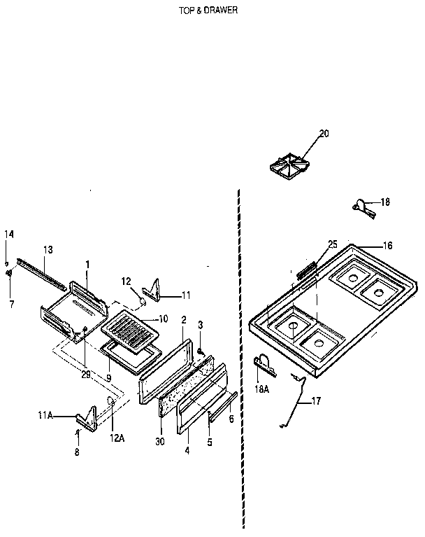 Kenmore 7916112190 top & drawer diagram
