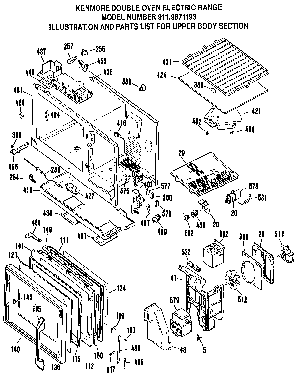 Kenmore 9119871193 upper body section diagram
