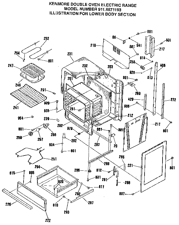 Kenmore 9119871193 lower body section diagram