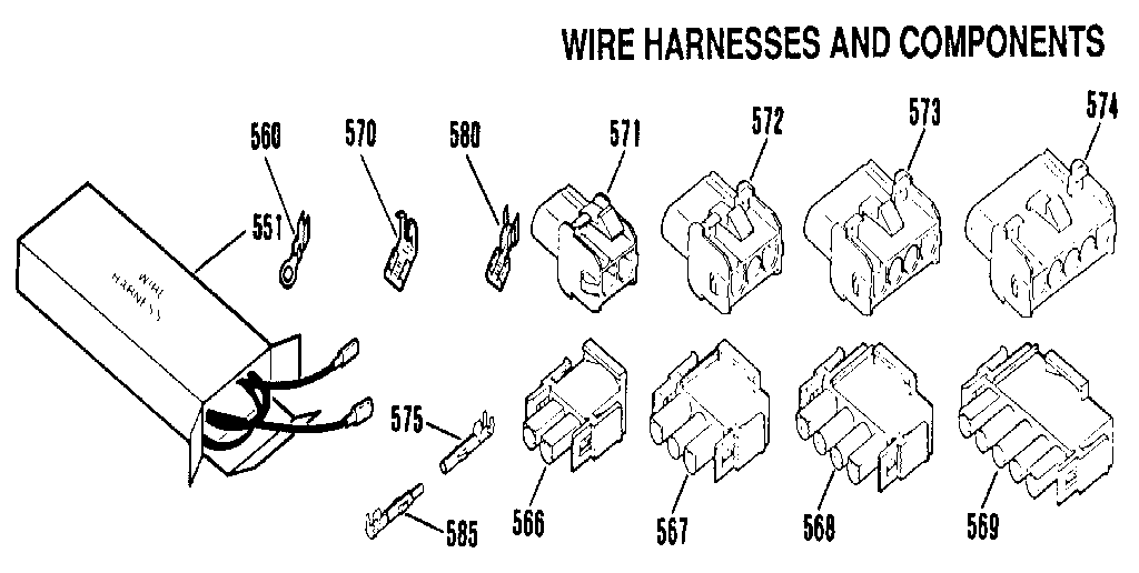 Kenmore 9119871193 wire harnesses and components diagram