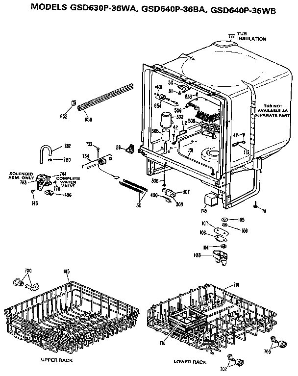 GE GSD630P-36WA tub assembly diagram