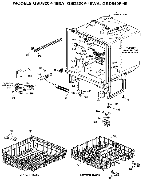 GE GSD840P-45 tub assembly diagram