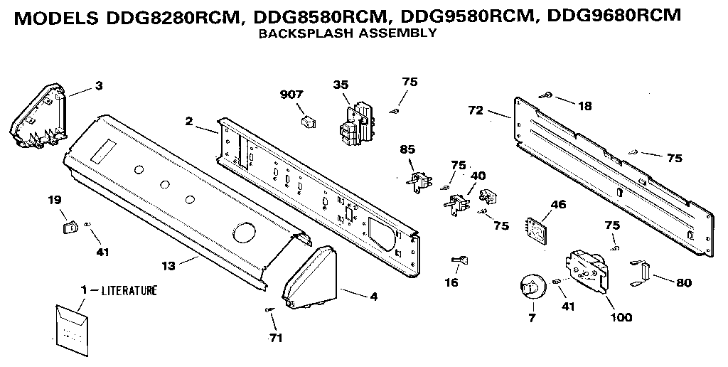 GE DDG9680RCM backsplash assembly diagram