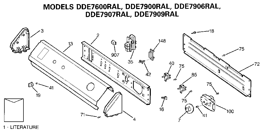 GE DDE7906RAL backsplash diagram