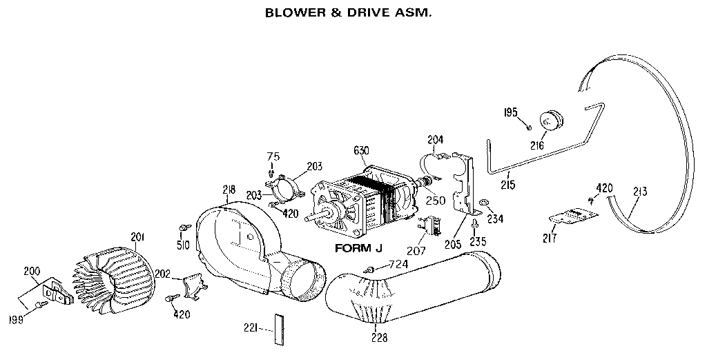 GE DDE7906RAL blower & drive asm. diagram