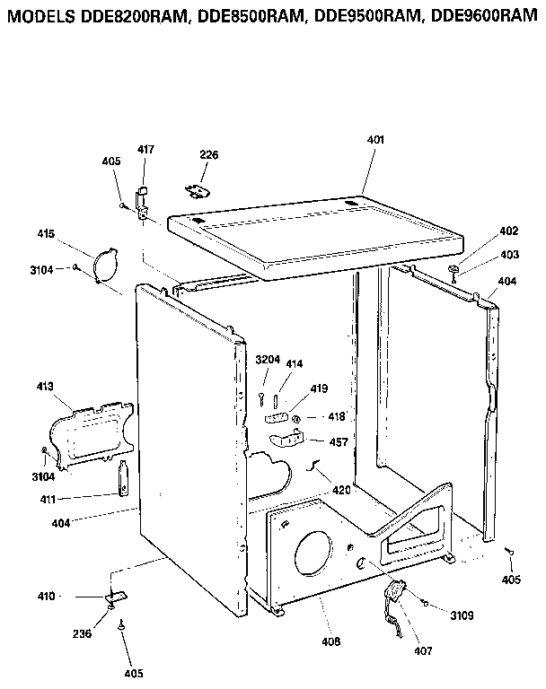 GE DDE9600RAM cabinet diagram