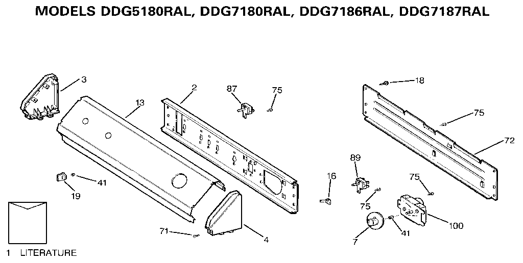 GE DDG7286RAL backsplash diagram