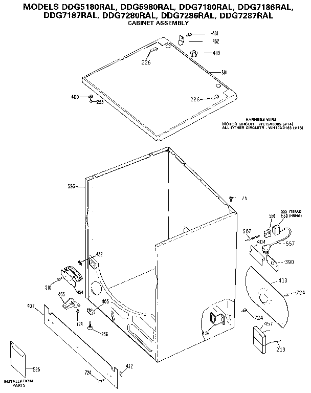 GE DDG7286RAL cabinet assembly diagram