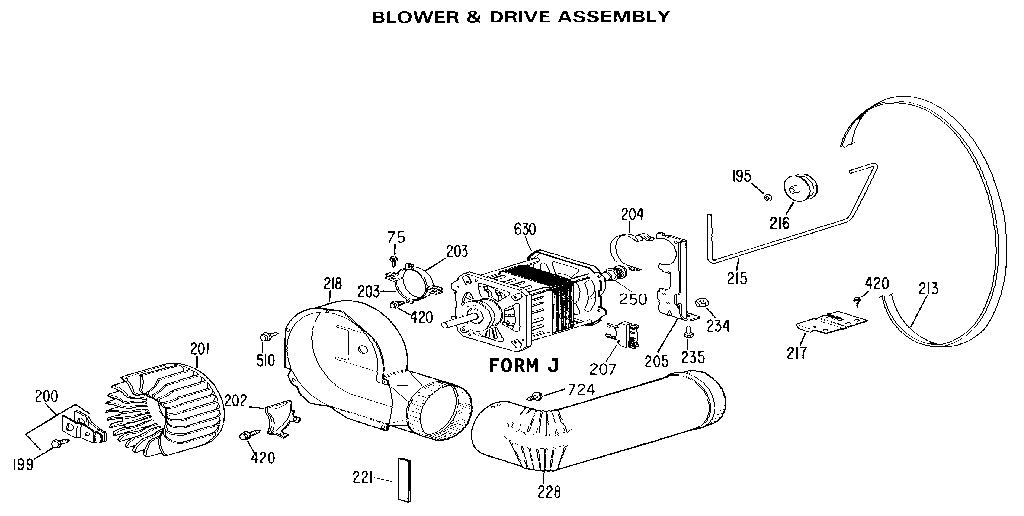 GE DDG7286RAL blower & drive assembly diagram
