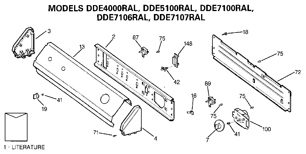 GE DDE5100RAL backsplash diagram