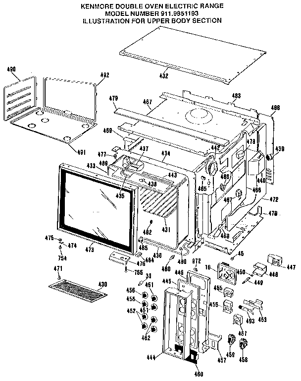 Kenmore 9119851193 upper body section diagram