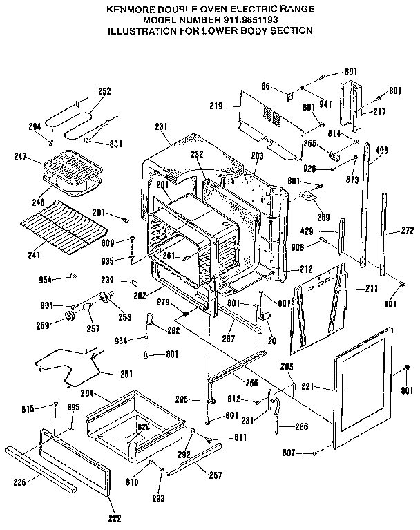 Kenmore 9119851193 lower body section diagram
