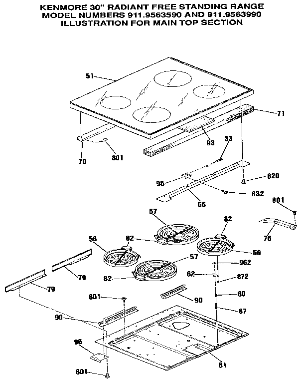 Kenmore 9119563990 main top section diagram