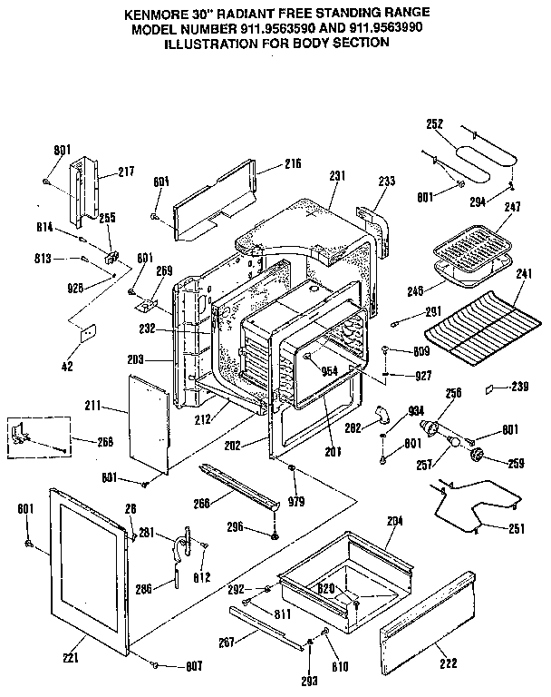 Kenmore 9119563990 body section diagram