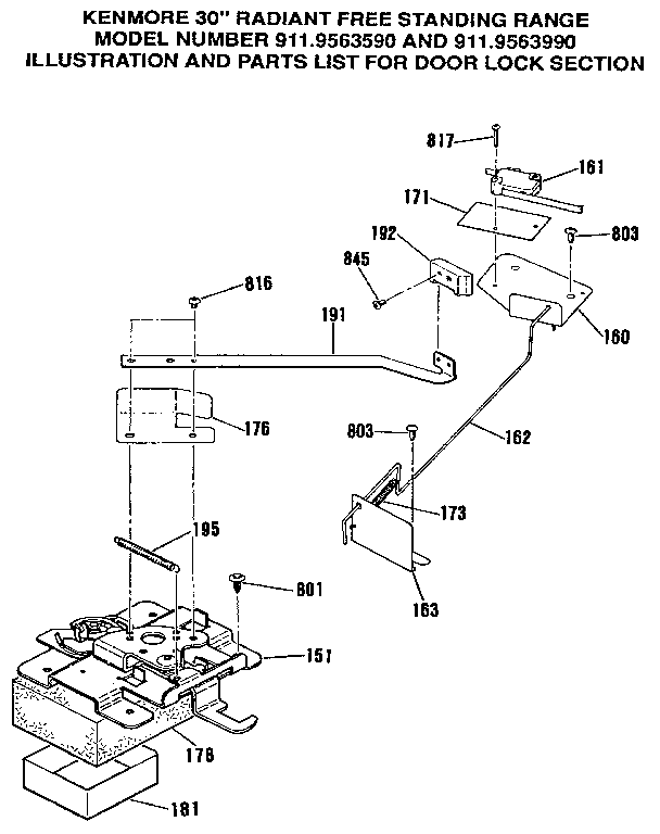 Kenmore 9119563990 door lock section diagram
