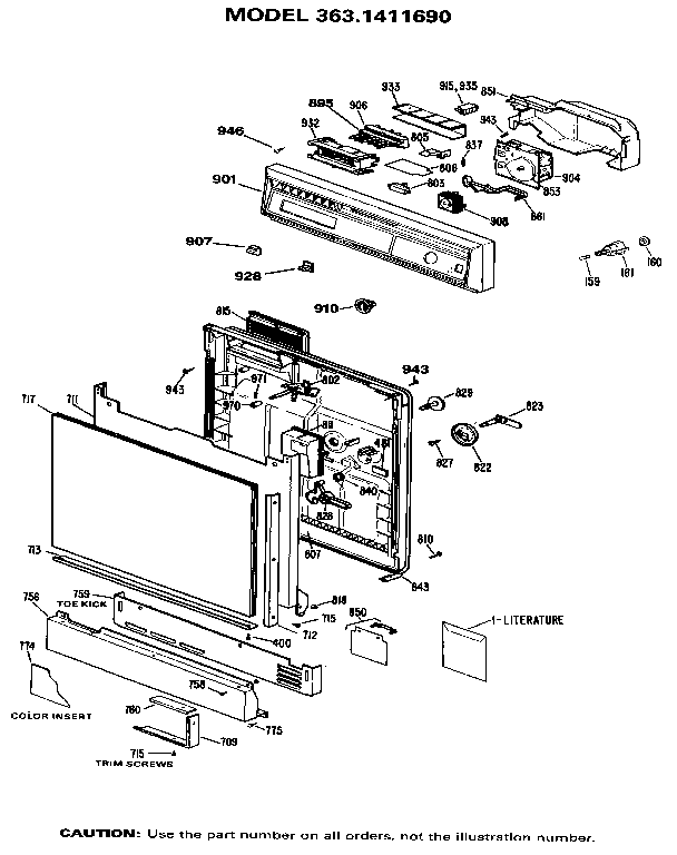 Kenmore 3631411690 escutcheon and door diagram