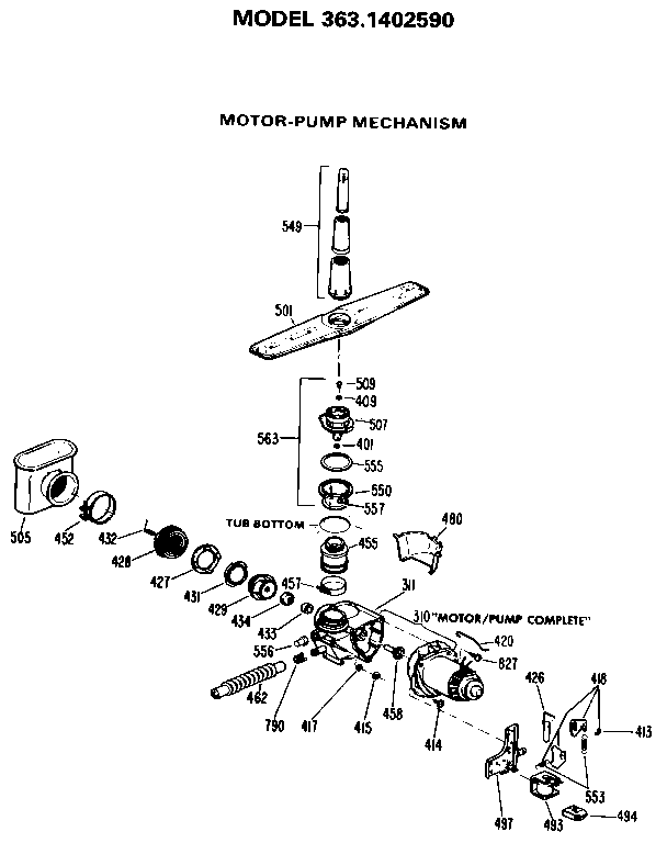 Kenmore 3631402590 pump and motor diagram