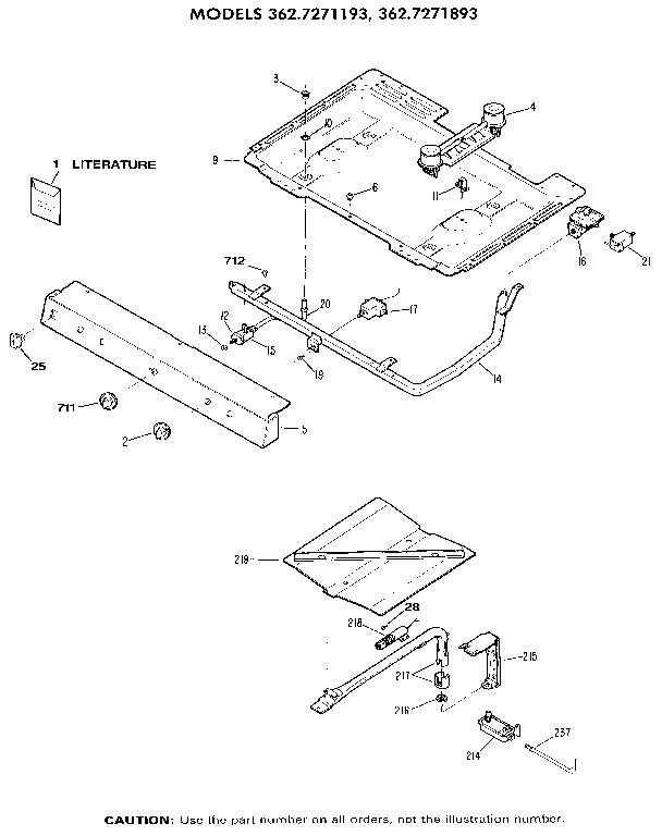 Kenmore 3627271193 burner section diagram