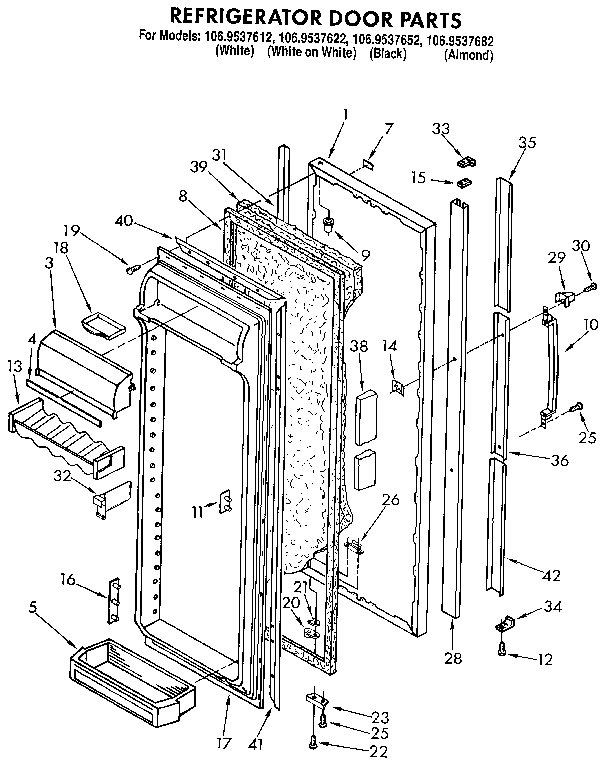 Kenmore 1069537622 refrigerator door diagram