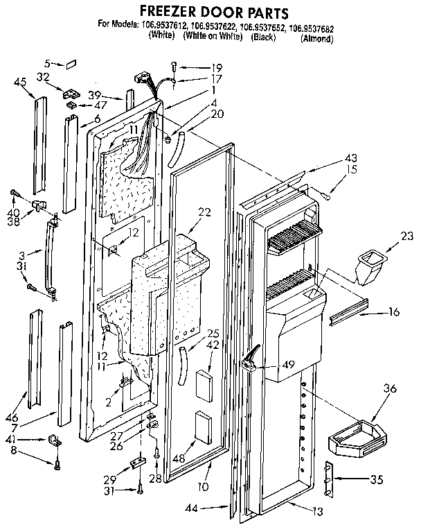 Kenmore 1069537622 freezer door diagram
