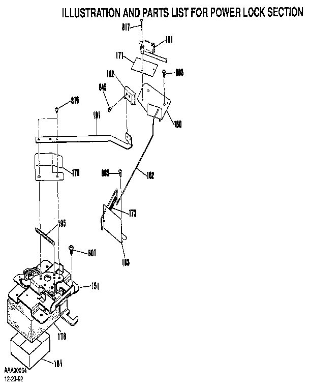 Kenmore 9119372592 power lock section diagram