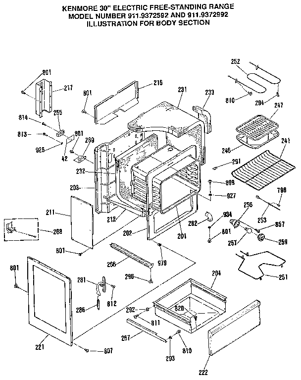 Kenmore 9119372592 body section diagram