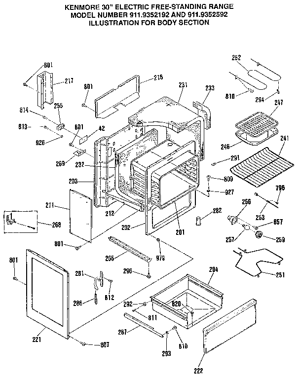 Kenmore 9119352192 body section diagram