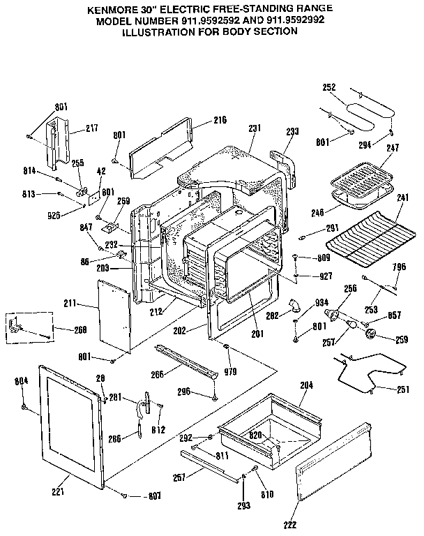 Kenmore 9119592992 body section diagram