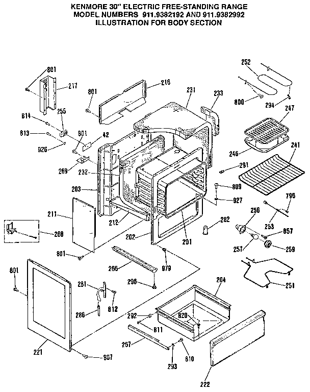 Kenmore 9119382192 body section diagram