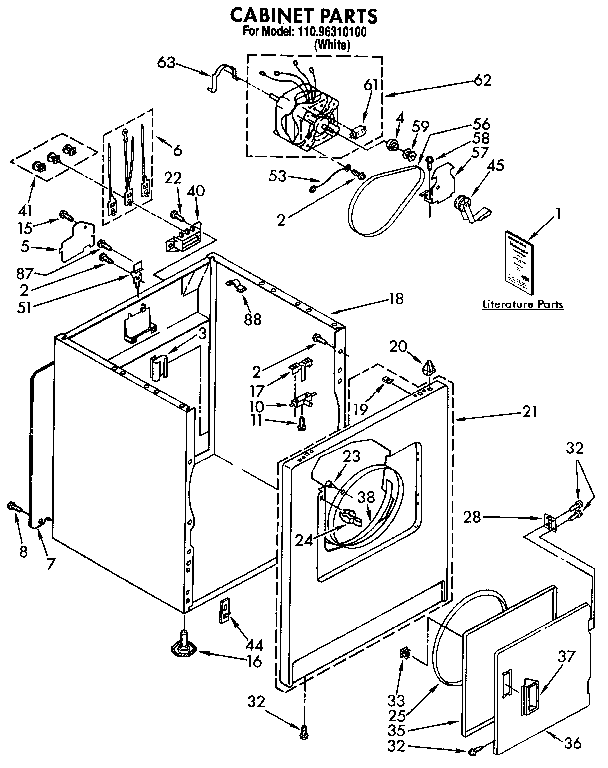 Kenmore 11096310100 cabinet diagram