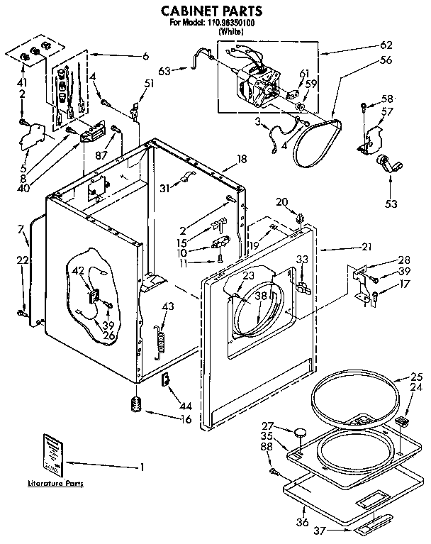 Kenmore 11096350100 cabinet diagram