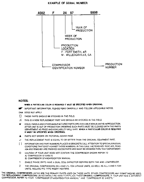 Weatherking SFCR-10-485A serial number notes diagram
