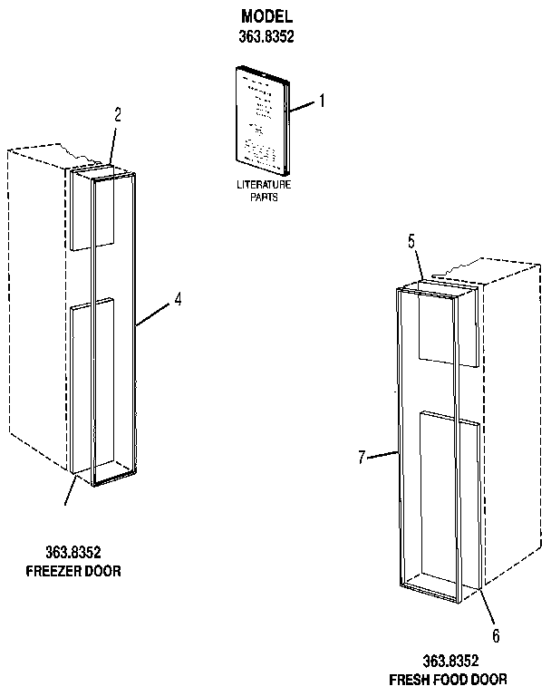 Kenmore 3638352 panel kit diagram