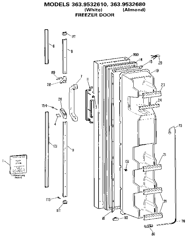 Kenmore 3639532680 freezer door diagram