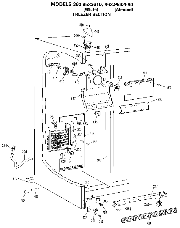 Kenmore 3639532680 freezer section diagram