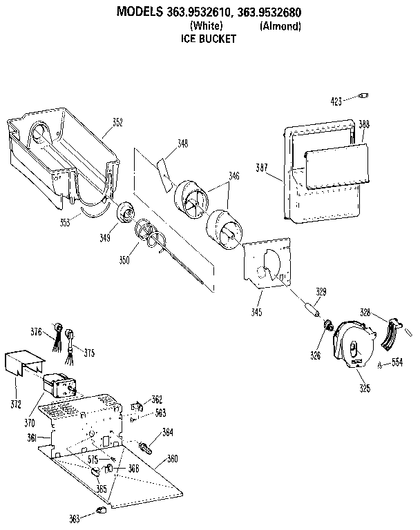 Kenmore 3639532680 ice bucket diagram