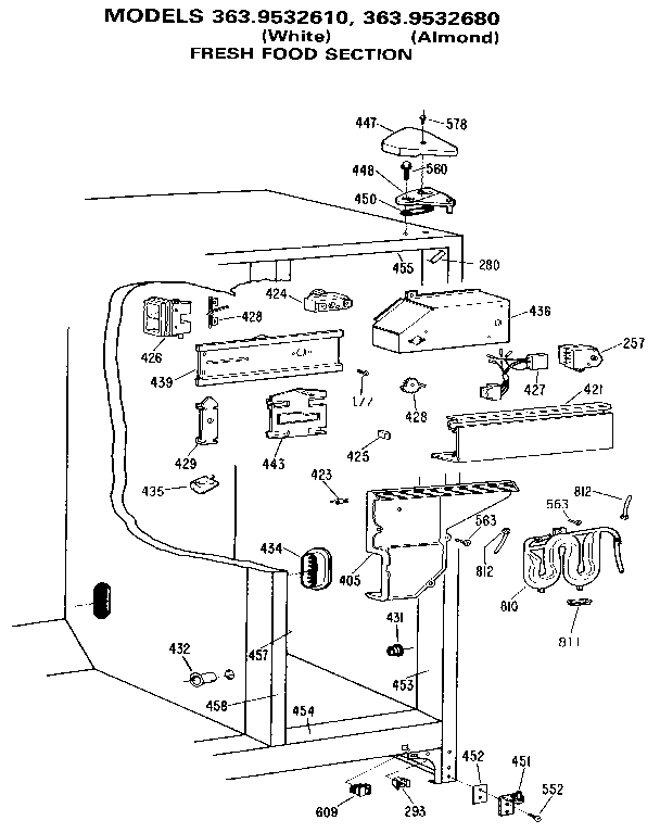 Kenmore 3639532680 fresh food section diagram