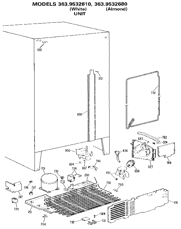 Kenmore 3639532680 unit diagram