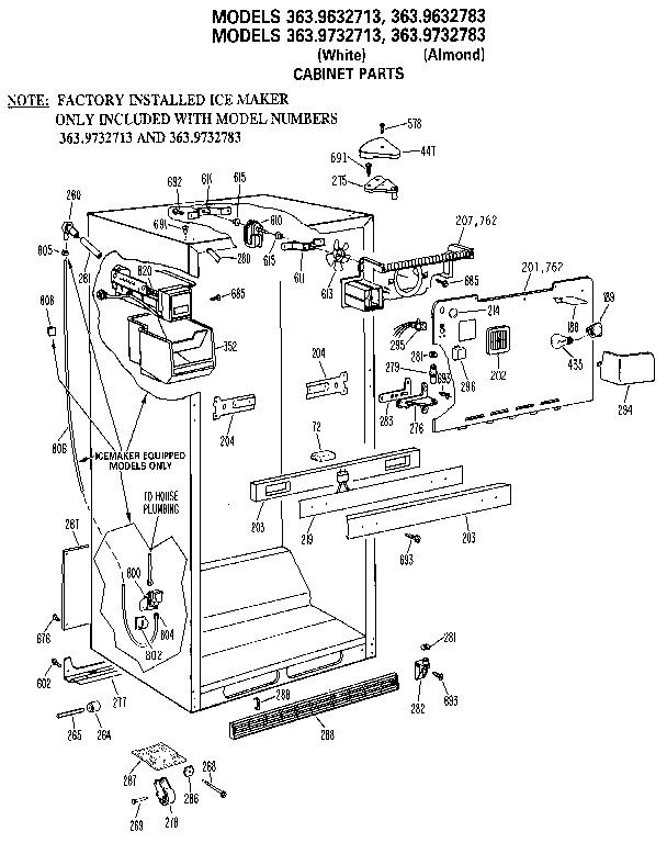 Kenmore 3639632713 cabinet diagram