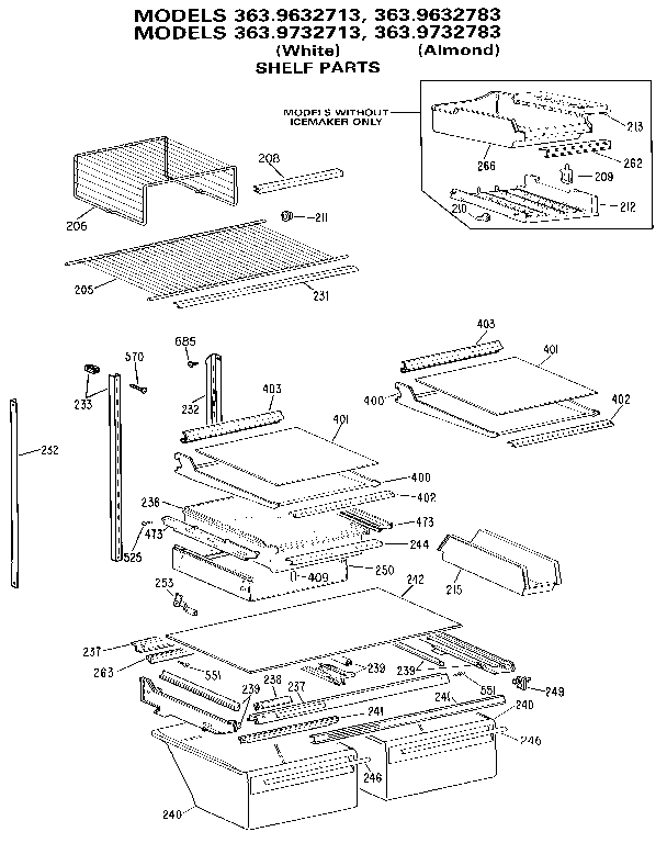 Kenmore 3639632713 shelf diagram