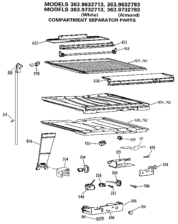 Kenmore 3639632713 compartment separator diagram