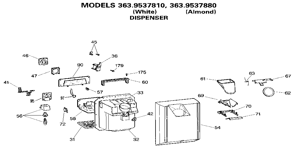 Kenmore 3639537810 dispenser diagram