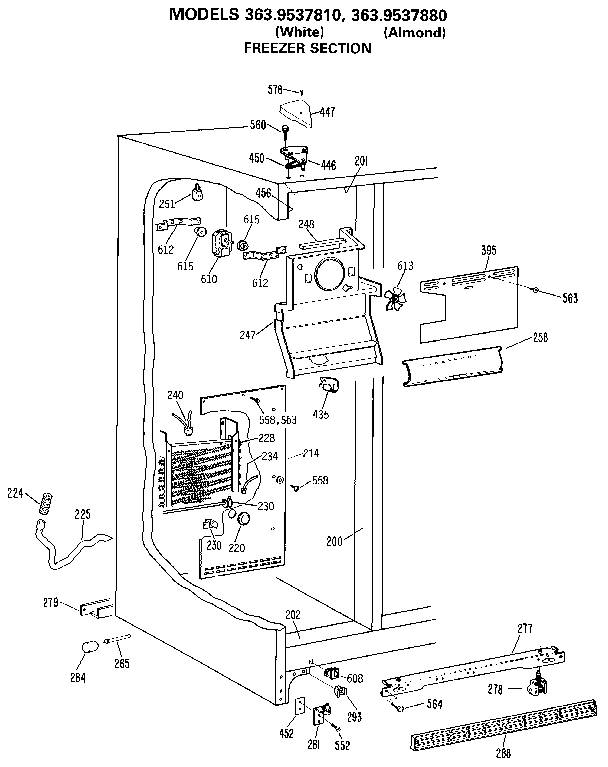 Kenmore 3639537810 freezer section diagram