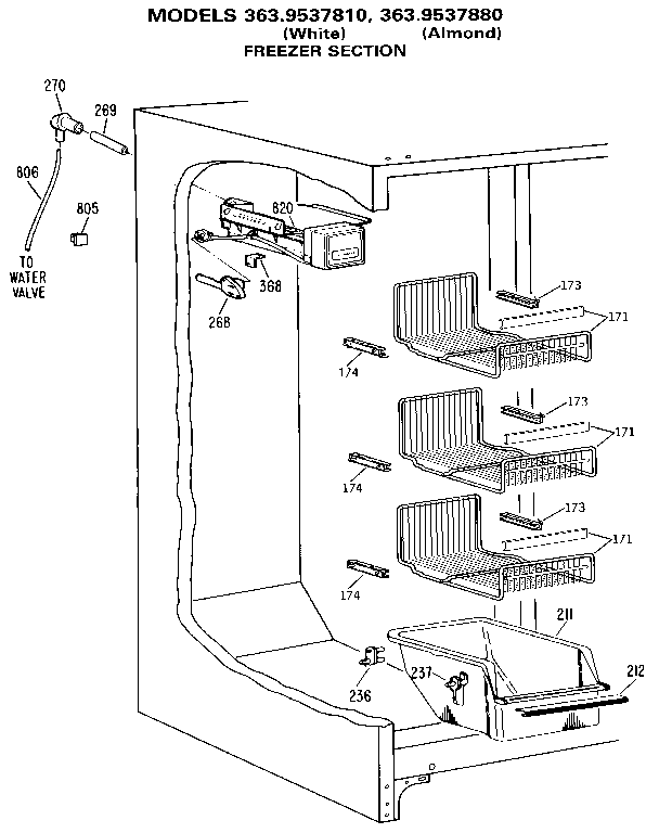 Kenmore 3639537810 freezer section diagram