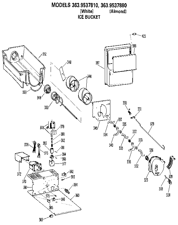 Kenmore 3639537810 ice bucket diagram