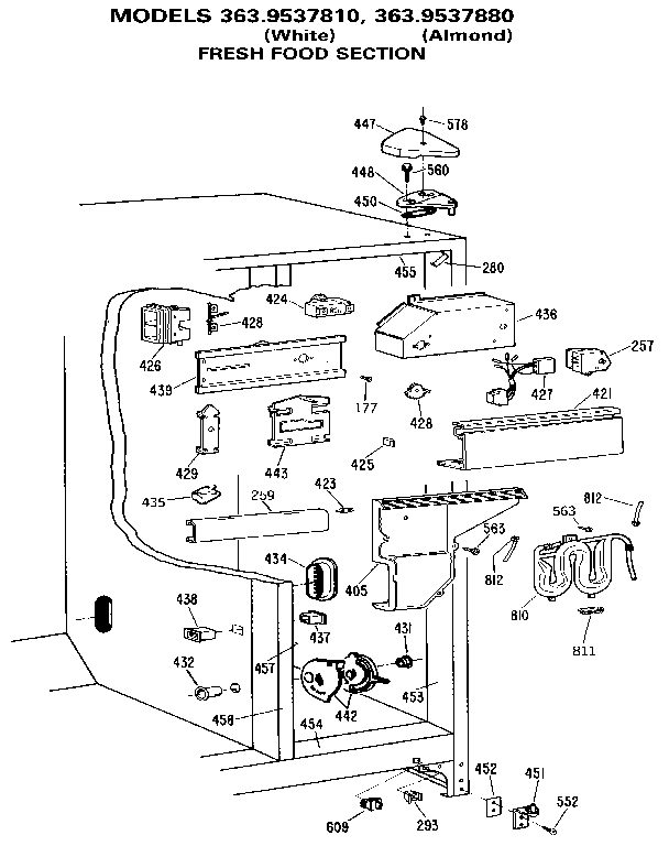 Kenmore 3639537810 fresh food section diagram