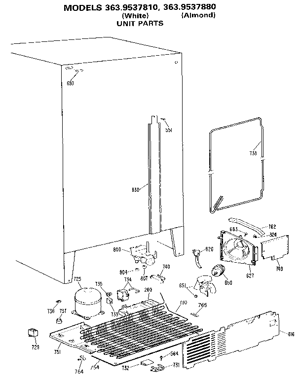 Kenmore 3639537810 unit diagram