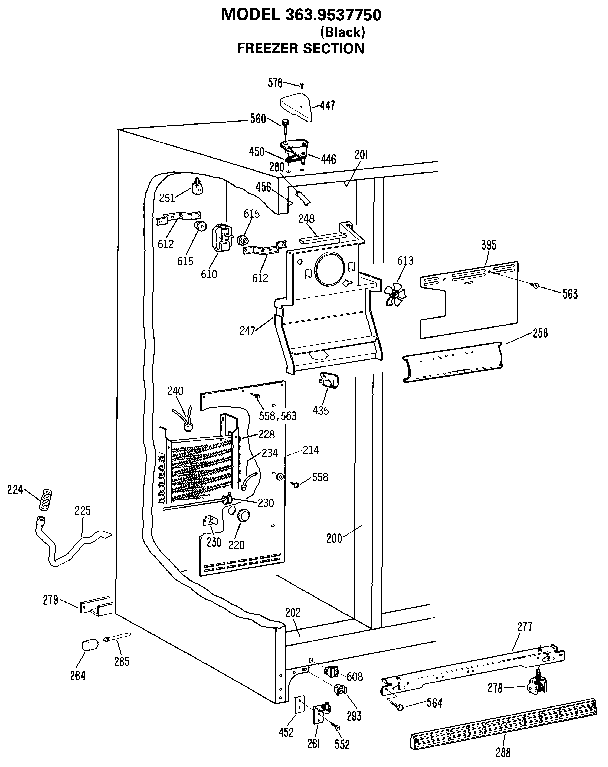 Kenmore 3639537750 freezer section diagram